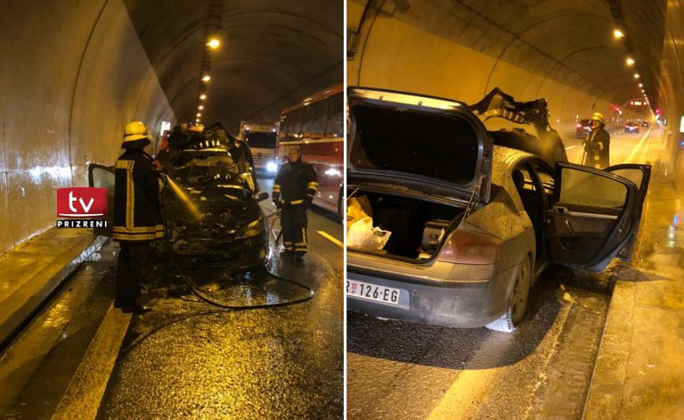 Përfshihet nga flakët vetura në tunelin e Kalimashit, bllokohet qarkullimi