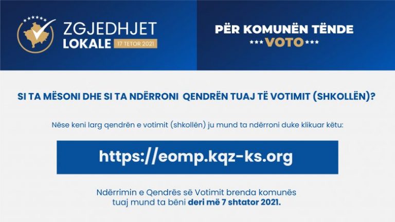 KQZ njofton se deri më 7 shtator zhvillohet periudha për ndërrimin e Qendrës së Votimit