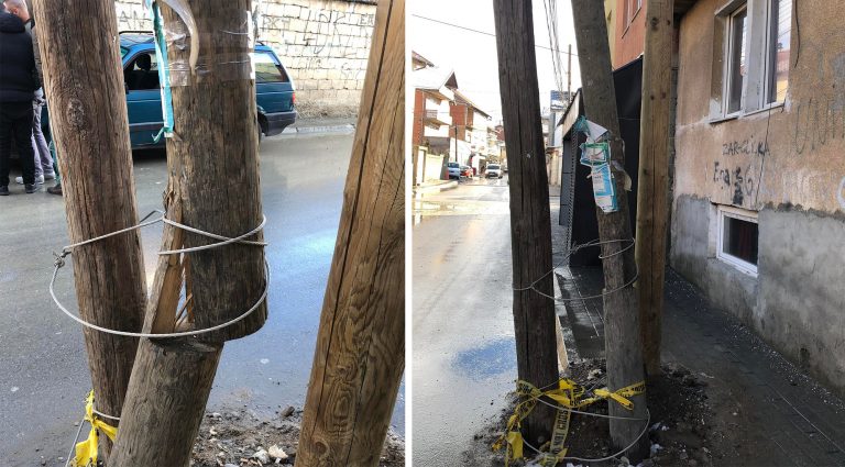 Shtylla elektrike e dëmtuar në rrugën “Edit Durham”