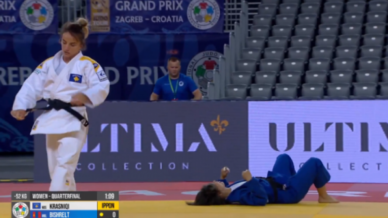 Distria Krasniqi siguron medaljen, kalon në finale në Grand Prixin e Zagrebit