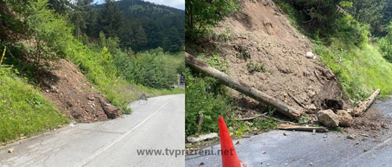 Shembje të dheut dhe drunjëve në hyrje të Prevallës