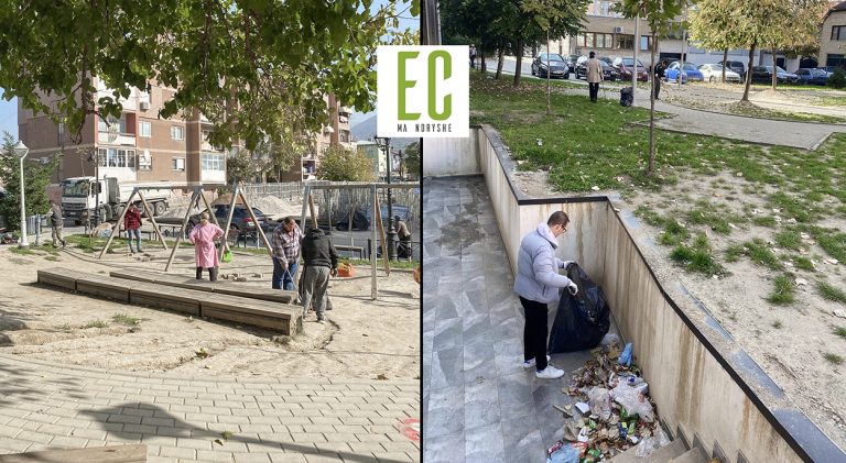 Aksion pastrimi të parqeve dhe hapësirat publike nga EC Ma Ndryshe dhe Qendra Burimore “Lef Nosi”