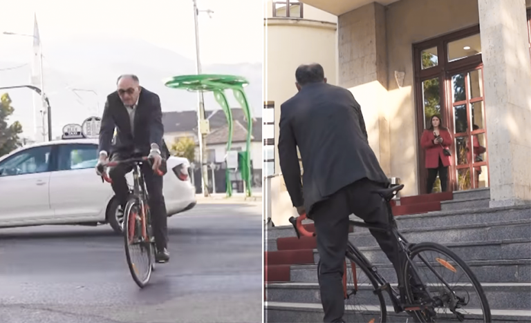 Totaj shembull, shkon me biçikletë në punë [video]