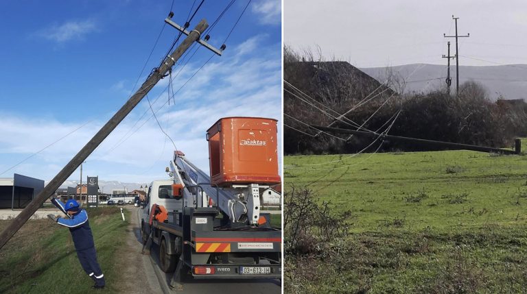 KEDS thotë se nga erëra të forta janë shkaktuar dëme në shtylla, ekipet e terrenit në gatishmëri 24/7