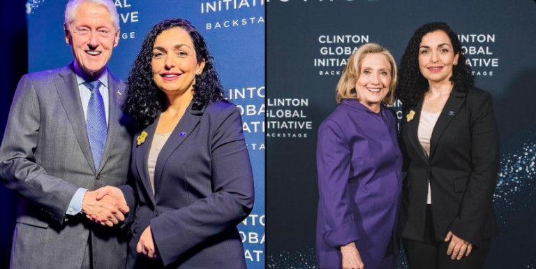 Vjosa Osmani takohet me Bill e Hillary Clinton