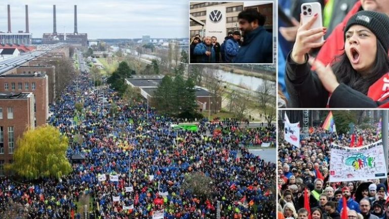 Punëtorët e Volkswagen në grevë dyorëshe për shkak të njoftimit për ulje pagash dhe mbyllje të fabrikave