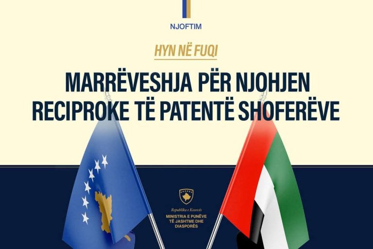 Hyn në fuqi marrëveshja për njohjen reciproke të patentë shoferëve ndërmjet Kosovës dhe Emirateve të Bashkuara Arabe