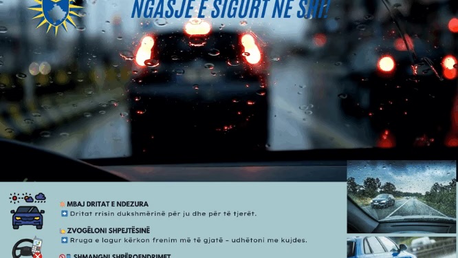 Policia e Kosovës apelon për kujdes në trafik gjatë reshjeve të shiut